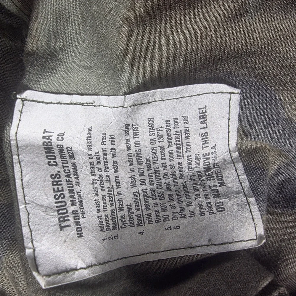 United States Military Issued Camo Cargo Pants 29.5x32.5 Made In Usa H2
